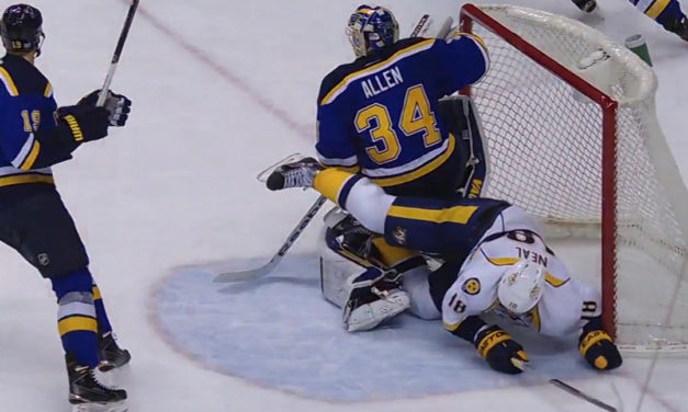 Neal Dislodges Net Leading to Blues GWG