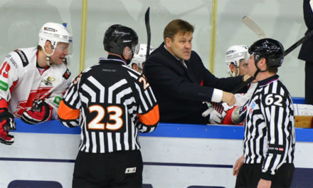 Angry KHL Coach Demonstrates Stick Penalties to Ref