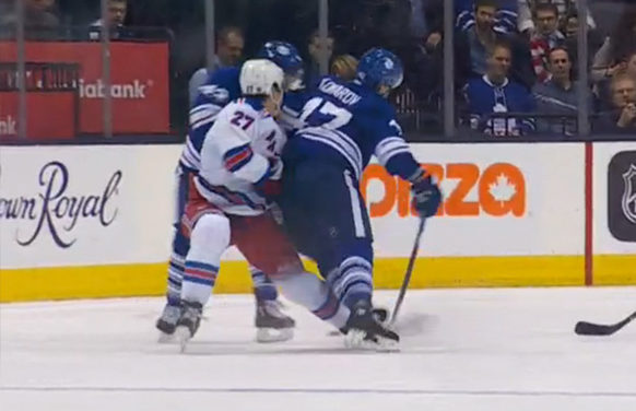 Leafs’ Komarov Suspended 3 Games for Hit on Rangers’ McDonagh