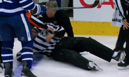 Linesman Steve Miller Leaves Game After Being Hit By Puck