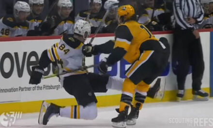 Pens’ Tanev Tossed for Boarding Bruins’ Tinordi